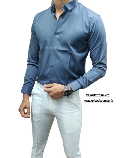 Satin Shirt & Adj Lycra Pant - Combo