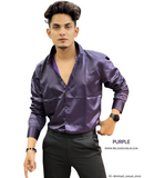 Plain Satin Shirt  - Purple