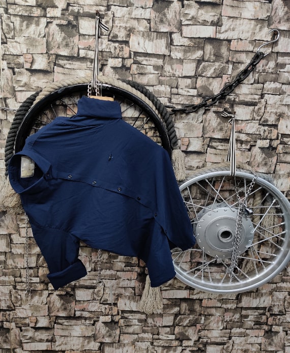 FORWAY DOUBLE TWILL LYCRA SHIRT - NAVY BLUE