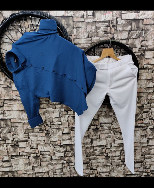 Formal Blue Lycra Pants Shirt Combo, Handwash at Rs 460/piece in