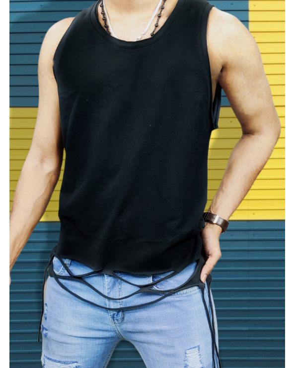 Sleeveless RIP T-Shirt - Black